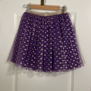 Girls Hanna Andersson Purple Tulle Skirt with Hearts size 14-16
